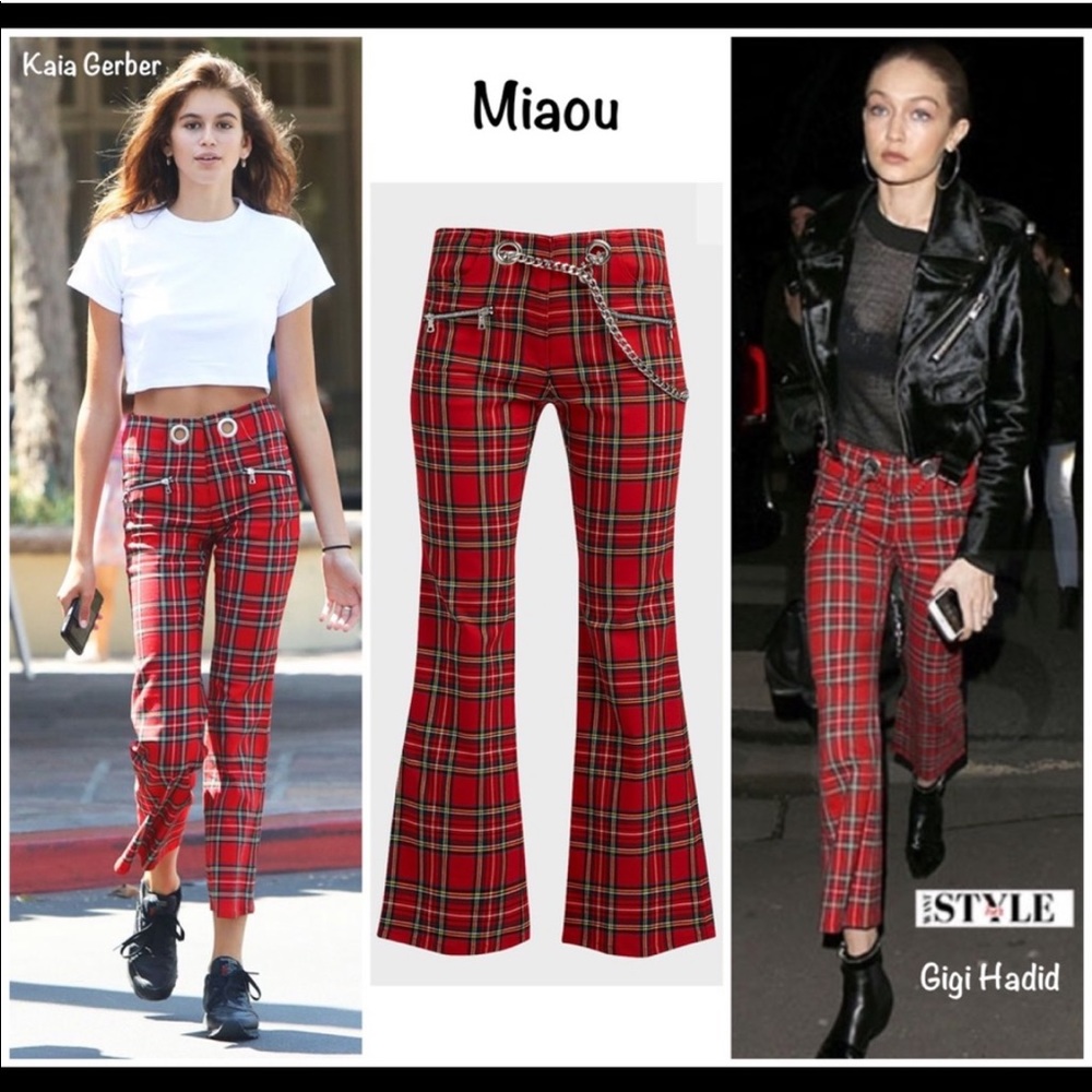 Miaou pair of red tartan plaid pants 27